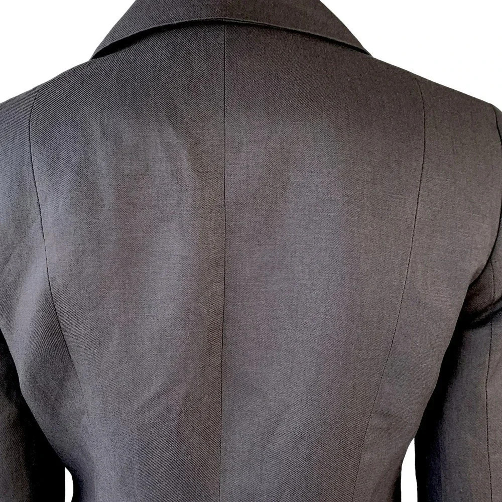 Ann Taylor Loft Linen Blend Tailored Blazer Buttoned Down Jacket Size 2 Brown - Picture 9 of 15